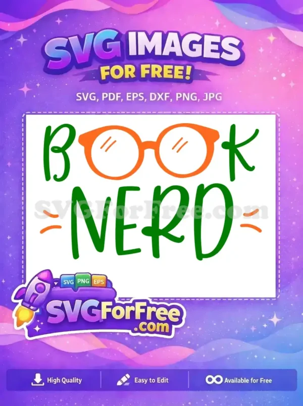 Free Green Book Nerd Free Orange Glasses Book Free SVG