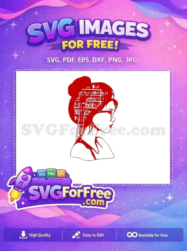 Free Red Bookshelf Free Woman Reading Silhouette Free SVG