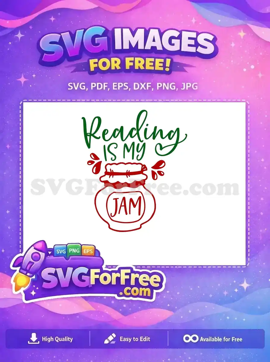 Free Reading is my Jam Free Red Jar Free SVG