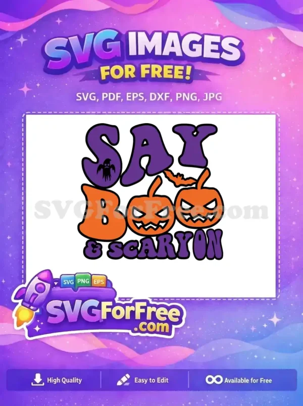 Free Ghost Accent Free Pumpkin Face Say Boo Retro Free SVG