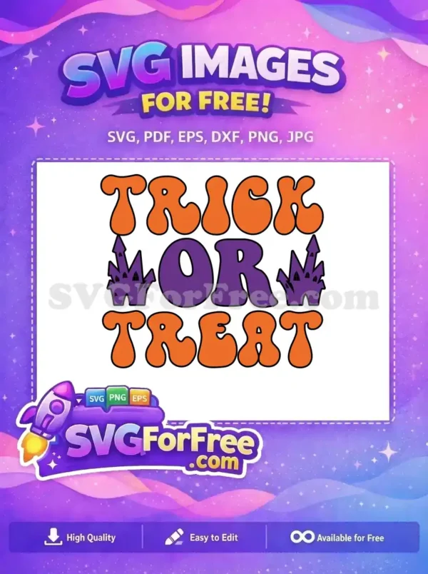 Free Orange Letters Free Purple Castle Trick or Treat Free SVG