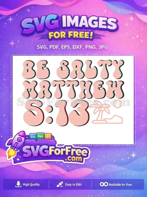 Free Be Salty Matthew Retro Free Palm Tree Beach Free SVG