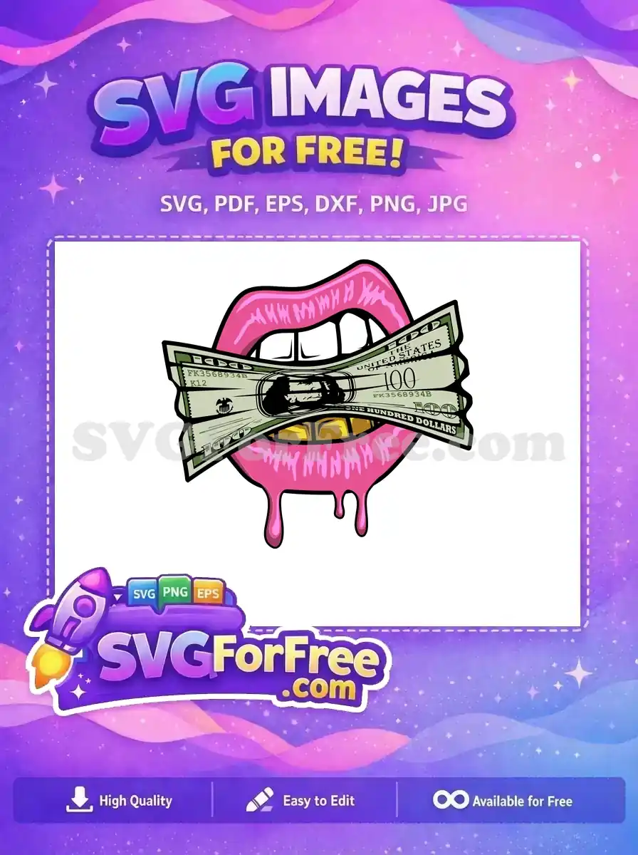 Free Pink Lips Free Gold Teeth Riches Free SVG