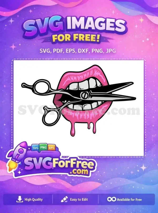 Free Pink Lips Free Barber Scissors Category 1 Free SVG