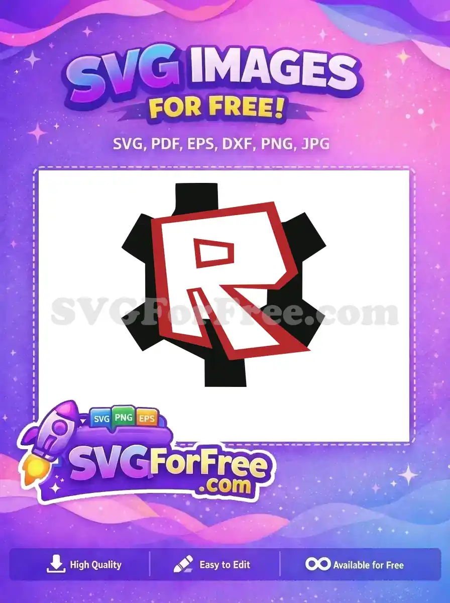 Free Red Framed Roblox R Logo Free Black Gears Game Free SVG