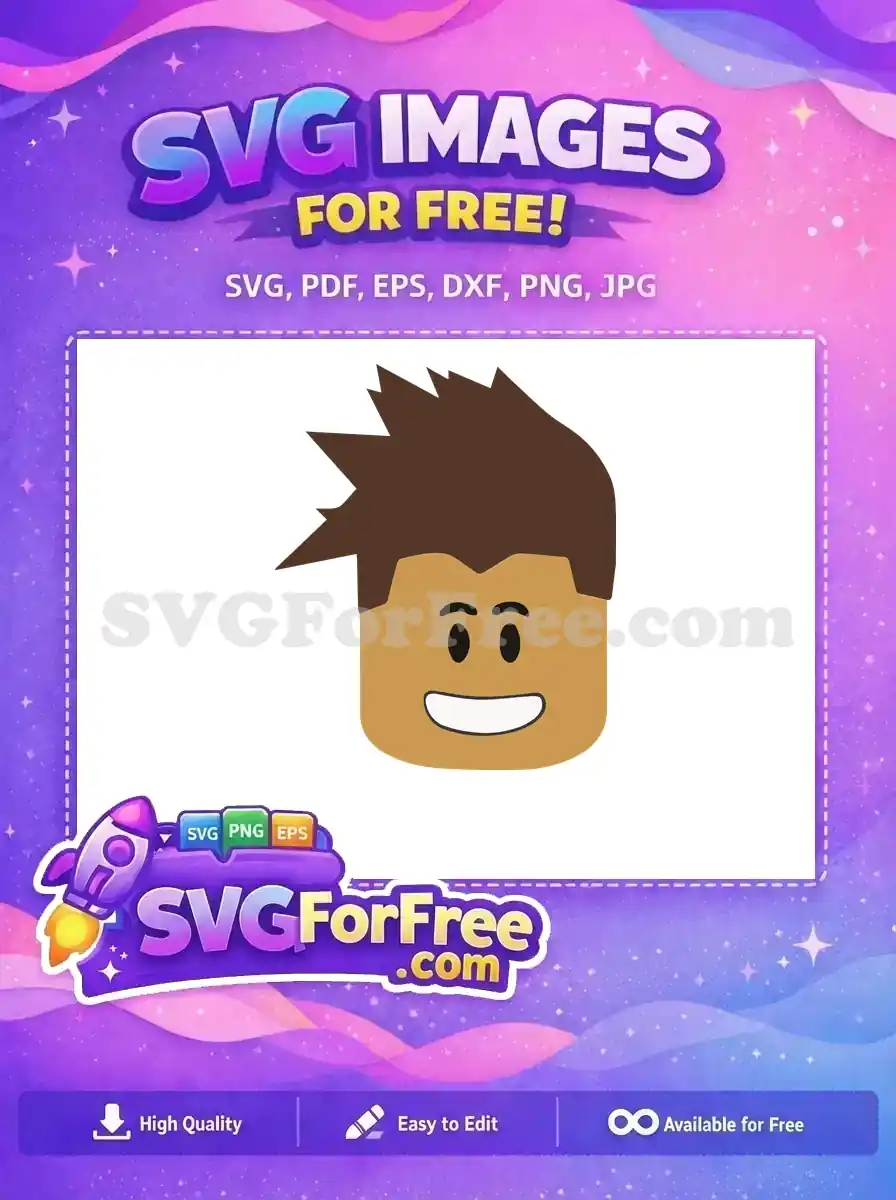 Free Smiling Face Free Brown Hair Roblox Free SVG 1