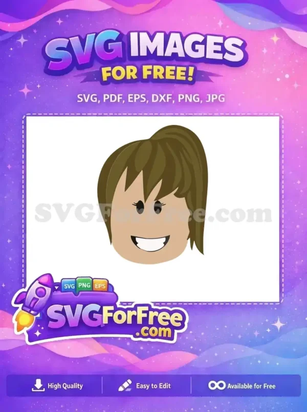 Free Smiling Face Free Brown Hair Roblox Free SVG 2