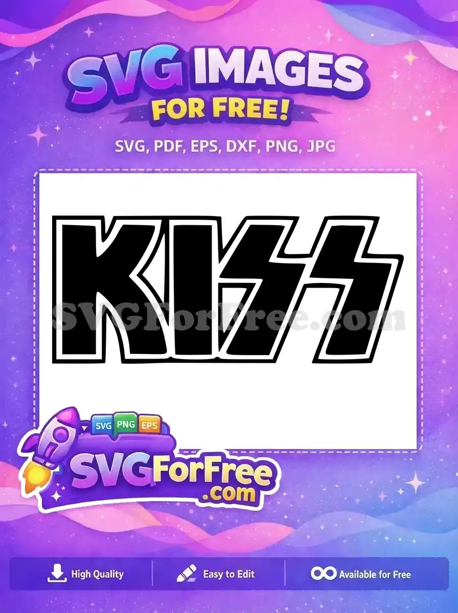 Free Black White Letters Free Rock Band KISS Free SVG
