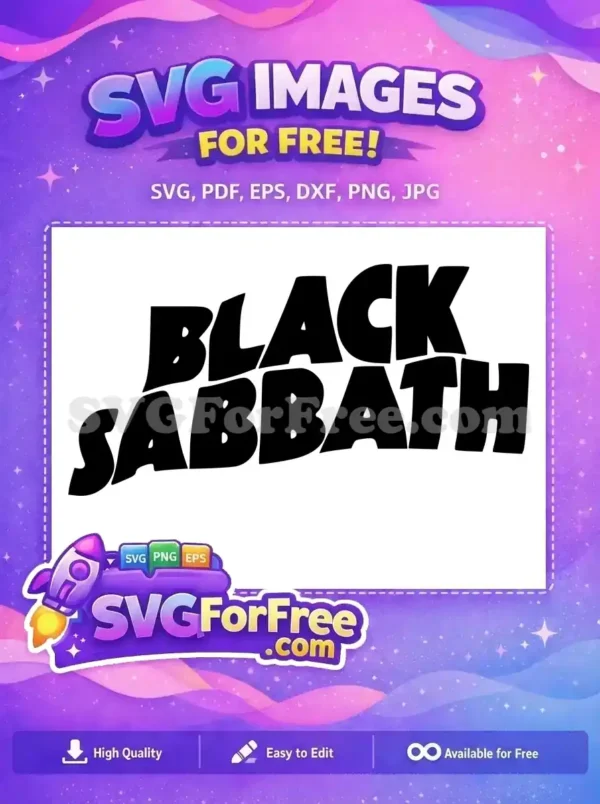 Free Black Font Free Sabbath Text Rock Band Free SVG