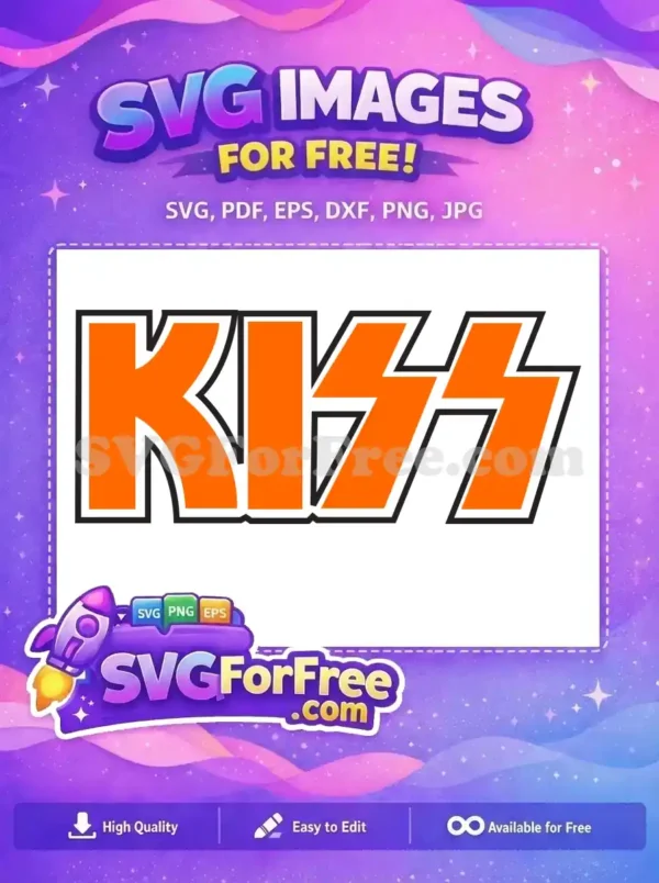 Free Orange Letters Free Black Outline Kiss Band Free SVG