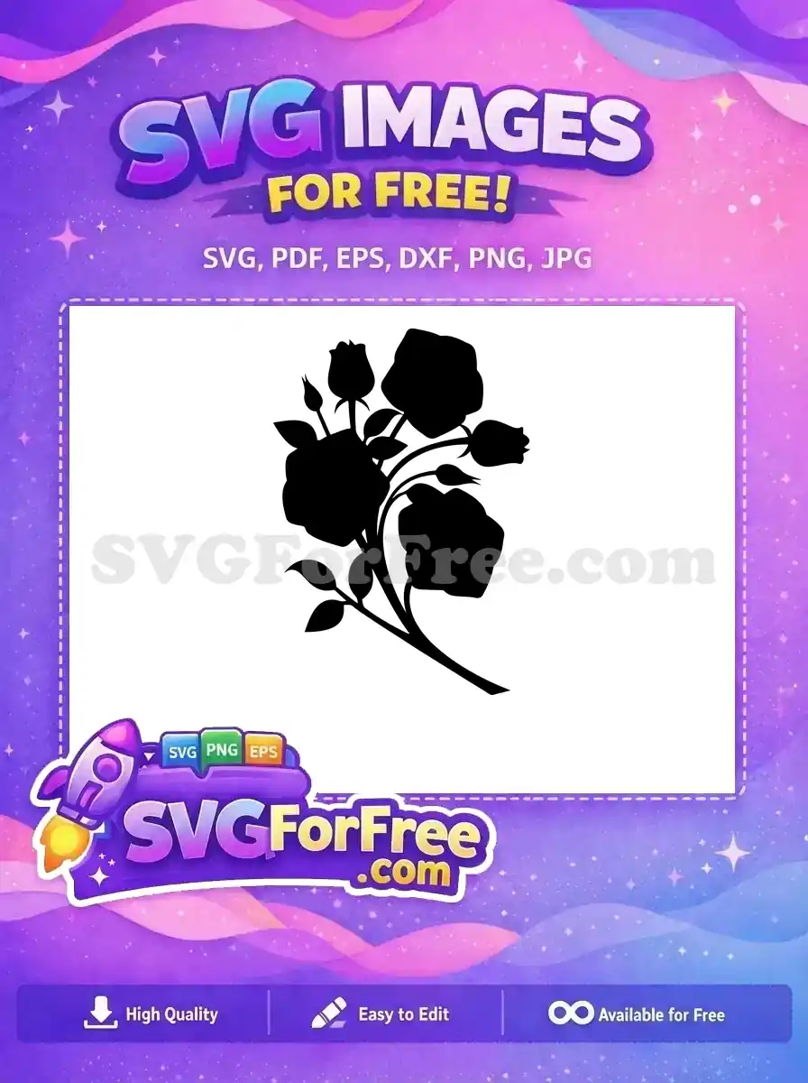 Free Black Rose Bouquet Free Floral Silhouette Art Free SVG