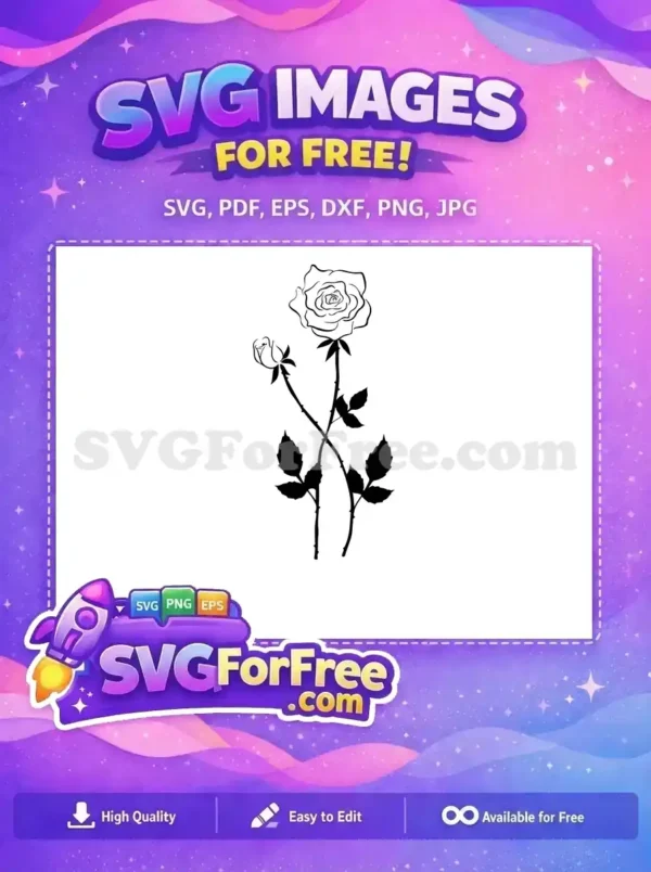 Free Rose Design Free Floral Cutout Silhouette Free SVG