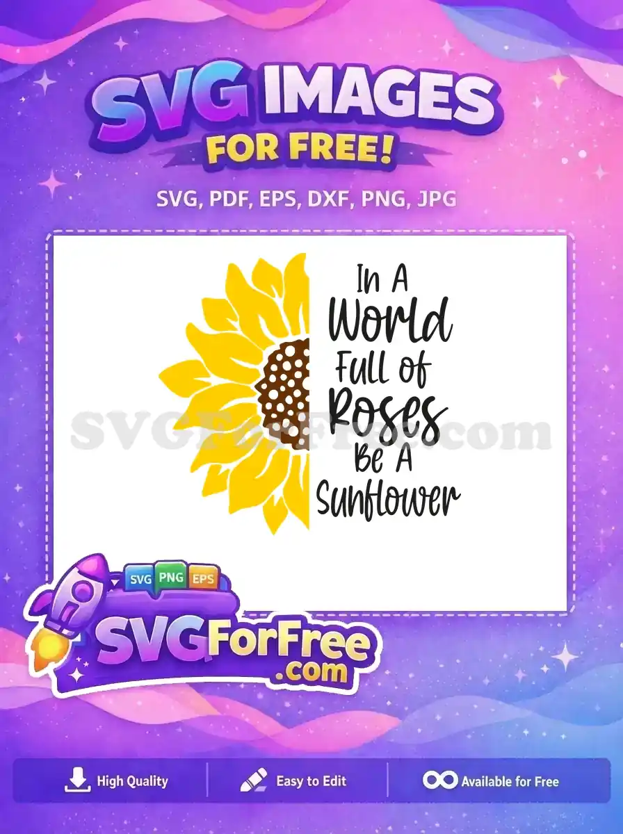 Free Yellow Sunflower Free Positive Quote In World Free SVG