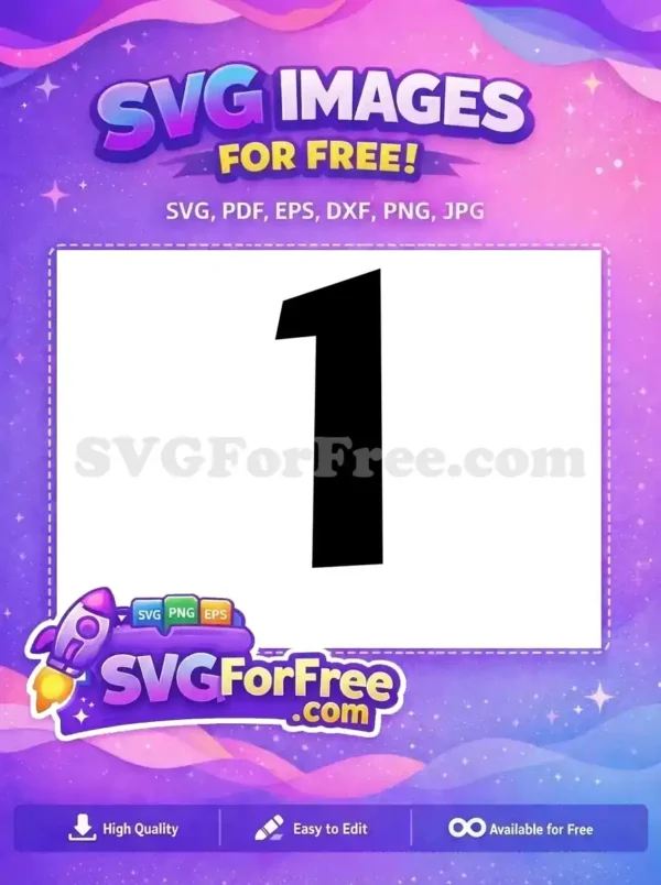 Free Number One SVG: Modern Geometric Design Download A bold, free number one SVG design, featuring a modern geometric silhouette in black, perfect for various creative projects. Download this free digital art now!