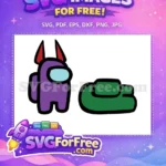 Free Purple Devil Horns Crewmate Free Green Dead Body Among Us Free SVG - Instant Download
