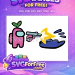Free Pink Sprout Imposter Free Gun Blasting Star Among Us Free SVG - Instant Download