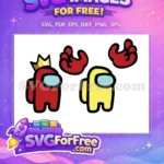 Free Red Crown Free Yellow Red Hands Among Us Free SVG - Instant Download