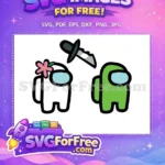 Free Pink Flower White Free Green Imposter Knife Among Us Free SVG - Instant Download