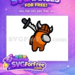 Free Orange Viking Character Free Sword Helmet Among Us Free SVG - Instant Download