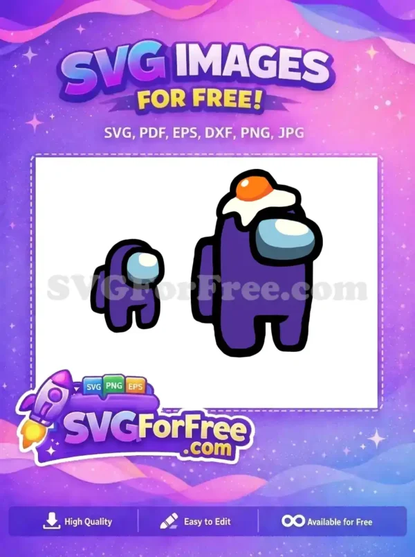 A small, classic purple Among Us crewmate free design, ready for instant download and creative projects. Enjoy this free SVG!