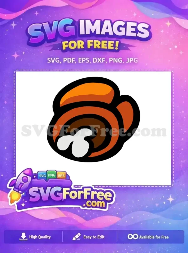 Free Among Us Dead Body SVG – Iconic Game Design A free Among Us dead body character SVG, featuring an orange crewmate with a visible bone, outlined in black. Download this free design now!