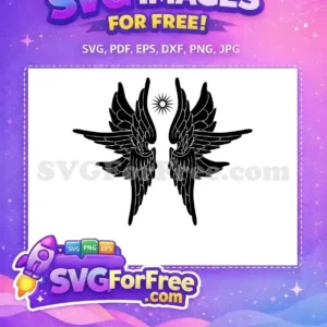 Free Celestial Wings SVG: Majestic Design for Your Projects Majestic free black wings with a radiant starburst design, emphasizing freedom and celestial beauty. A versatile free SVG for all your artistic ventures.