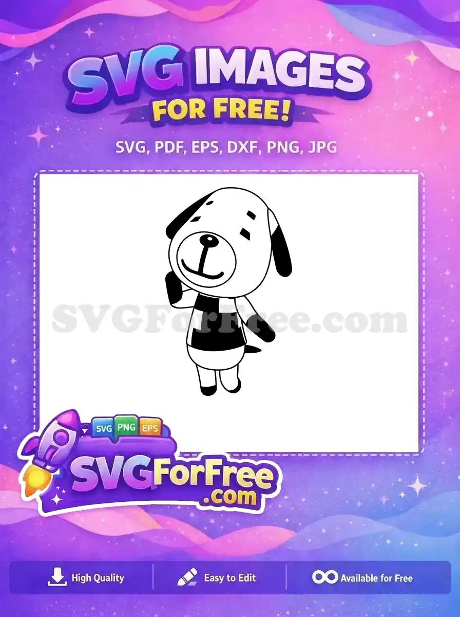 A charming free outline SVG of a smiling cartoon dog character, perfect for various crafting projects. Get this free design!
