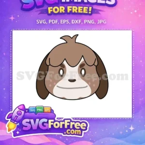 Free Cartoon Dog Face SVG – Adorable & Ready to Use Design A charming free cartoon dog head with floppy ears and a sweet expression, ideal for any creative free design project.