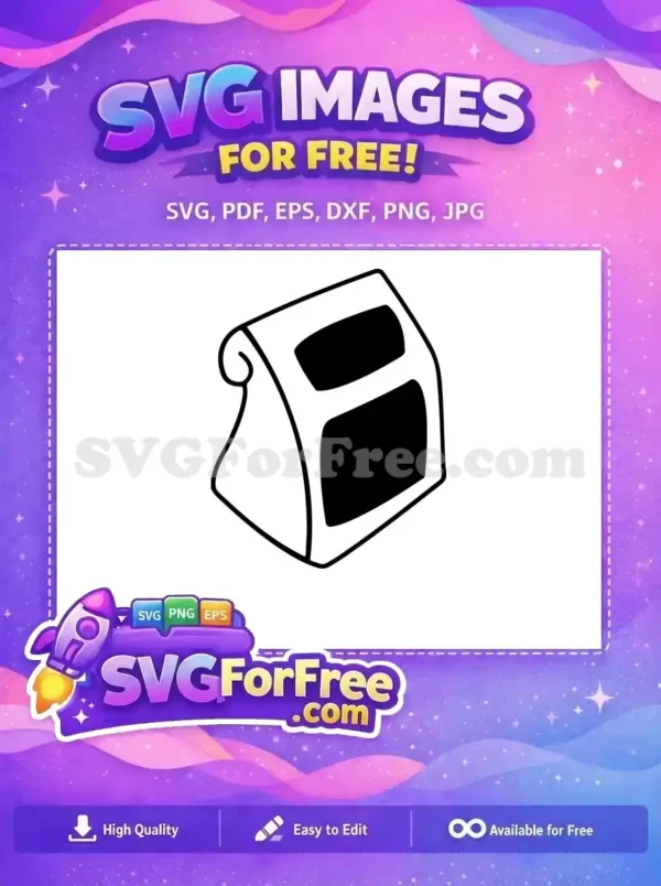A free line-art toaster SVG, featuring two slots, ideal for adding a modern, minimalist touch to any kitchen design project. Get this free design now!