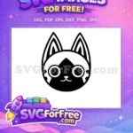 Free Monochrome Cat Head Free Animal Crossing Disney Free SVG - Instant Download