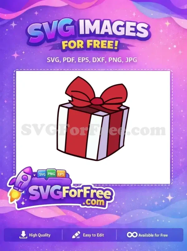 A vibrant free gift box with a large red bow, perfect for celebrations. This free design adds joy to any project.