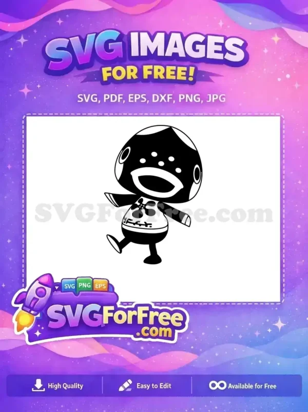 Free SVG vector of a cheerful robot octopus character, likely Cephalobot. A delightful, free digital design for crafters.