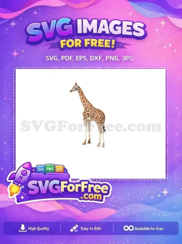 A majestic free giraffe vector art, showcasing its unique spotted coat and graceful stance. This free design is perfect for all.