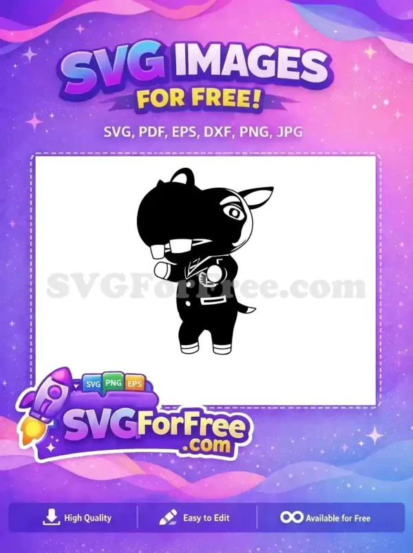 Free vector hippo character in a stylish suit with glasses, a playful and unique design for all your free creative projects.