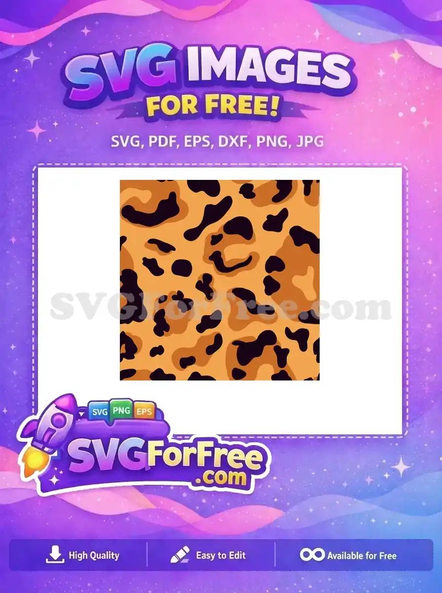 A captivating free leopard print pattern SVG, featuring bold black and various orange tones for a wild aesthetic.