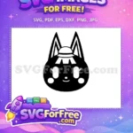 Free Smiling Feline Free Hat Outline Animal Crossing Disney Free SVG - Instant Download