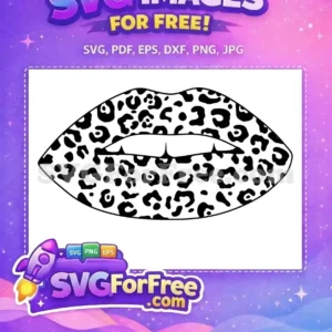 Free leopard print lips SVG, a stylish and edgy design for crafting. Download this free graphic for all your creative projects!