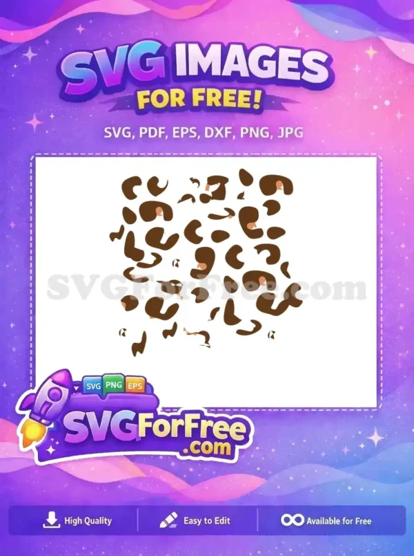 Free abstract leopard spot SVG design featuring organic brown shapes with subtle peach accents on white, ready for creative projects.