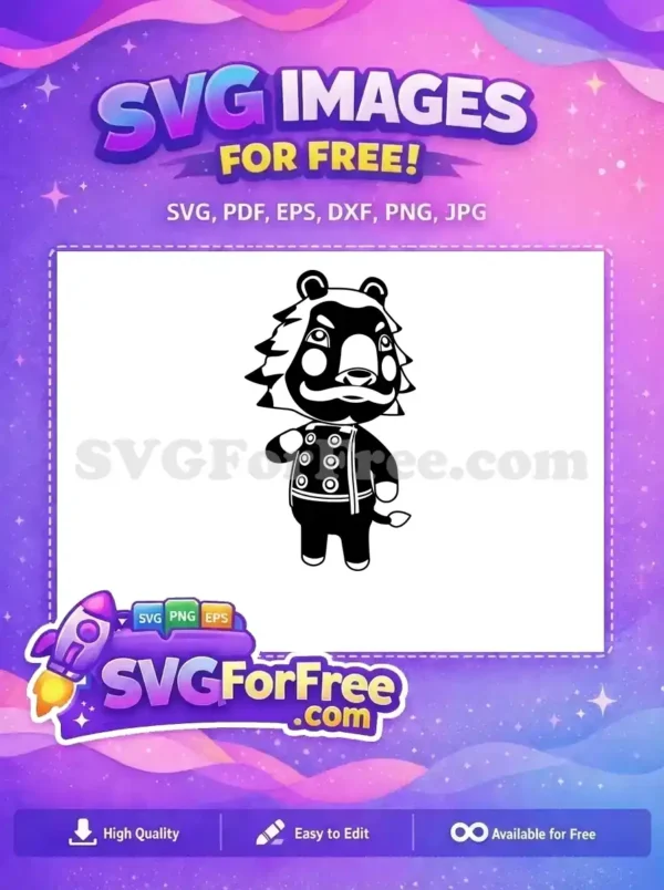 Discover this free black and white SVG of a charming badger-like character, proudly wearing a chef's uniform and a delightful mustache. Perfect for free creative projects!