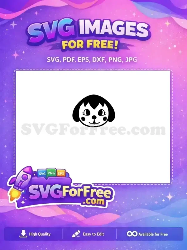 A free design featuring a sweet, stylized black and white animal face, ideal for various creative projects. Download this free SVG!