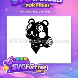 A free adorable black and white cartoon squirrel or bear cub SVG. Features large eyes, patterned body, and swirled tail for versatile use.