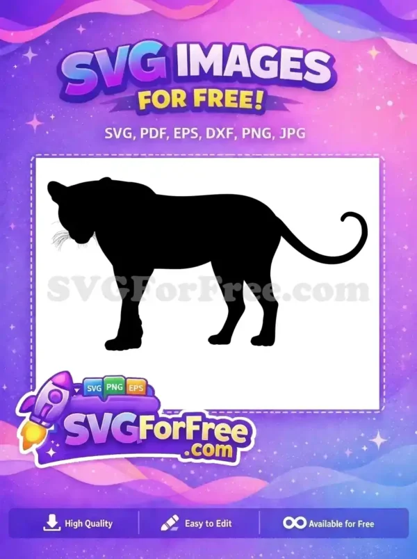 A free design featuring a striking black silhouette of a powerful big cat, ideal for diverse creative projects.