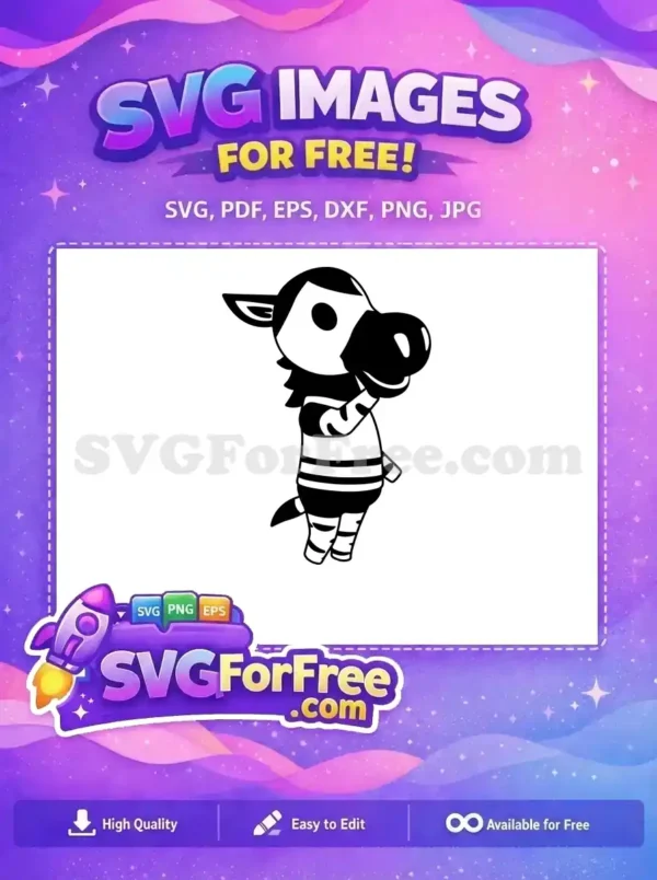 Cute Free Zebra Cartoon SVG Design – Adorable Free Vector Art A free cartoon zebra SVG, standing and looking up, in a simple black and white design. This free vector is ideal for crafts.