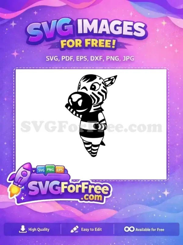 A delightful free cartoon zebra SVG, winking playfully, ideal for various creative projects. Get this free vector now!