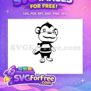 Discover this free black and white cartoon monkey SVG, a charming and versatile design for all your creative projects. A fantastic free download!