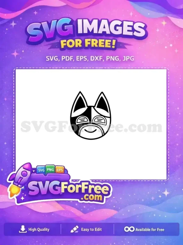 A striking, free abstract cat face SVG design with bold black and white contrast and a friendly expression. Perfect for diverse creative projects.