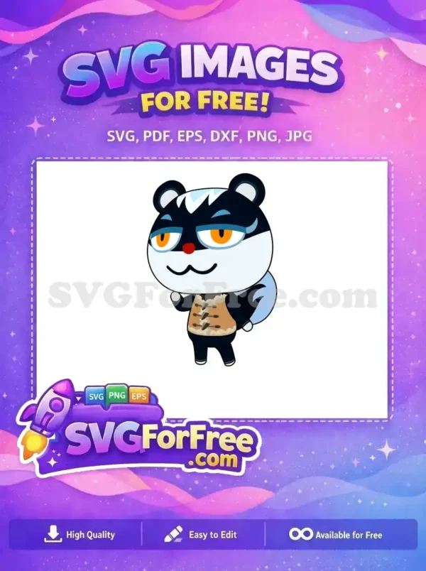 A free friendly skunk character in a toggle coat, featuring a unique stylized design. Get this free SVG today!