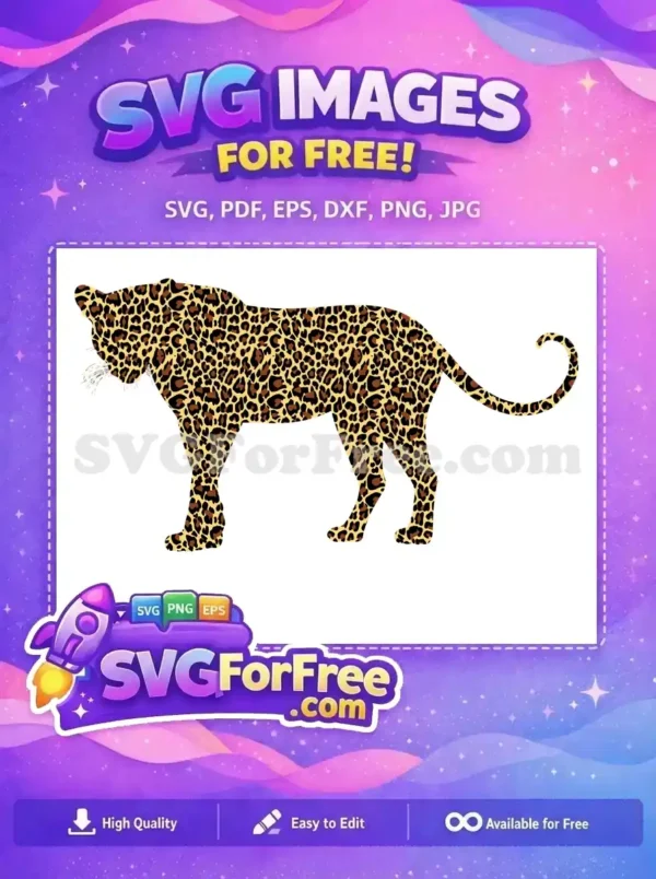 Discover this free leopard print SVG, showcasing a majestic animal silhouette with classic spots, ideal for diverse wild-themed projects.