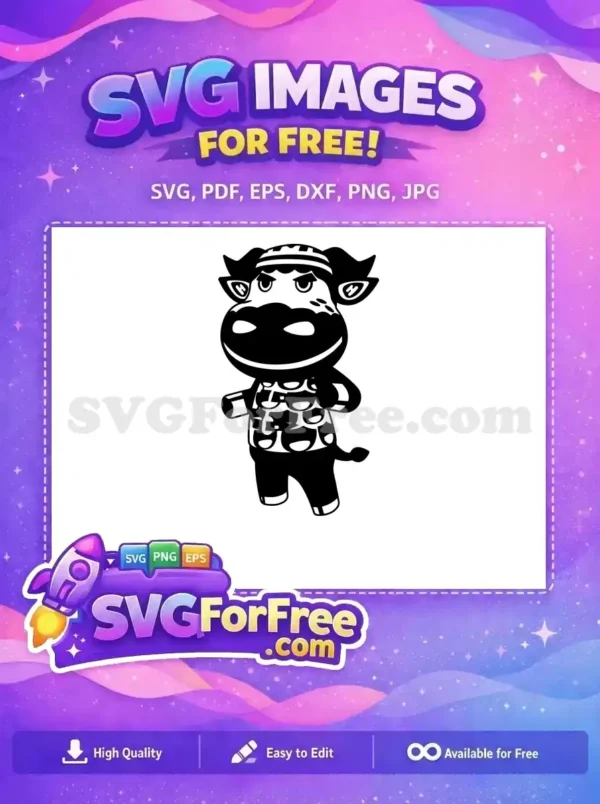Download this free, adorable cow character SVG! A charming design, perfect for game-inspired crafts and projects.