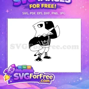 A free design featuring a stylish black and white cartoon bird in a jacket, with a confident pose. This free SVG is ready for creative use.